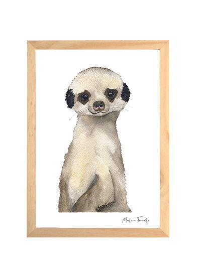 Aquarelle en cadre Romain le suricate - Marlène Fancelli Art