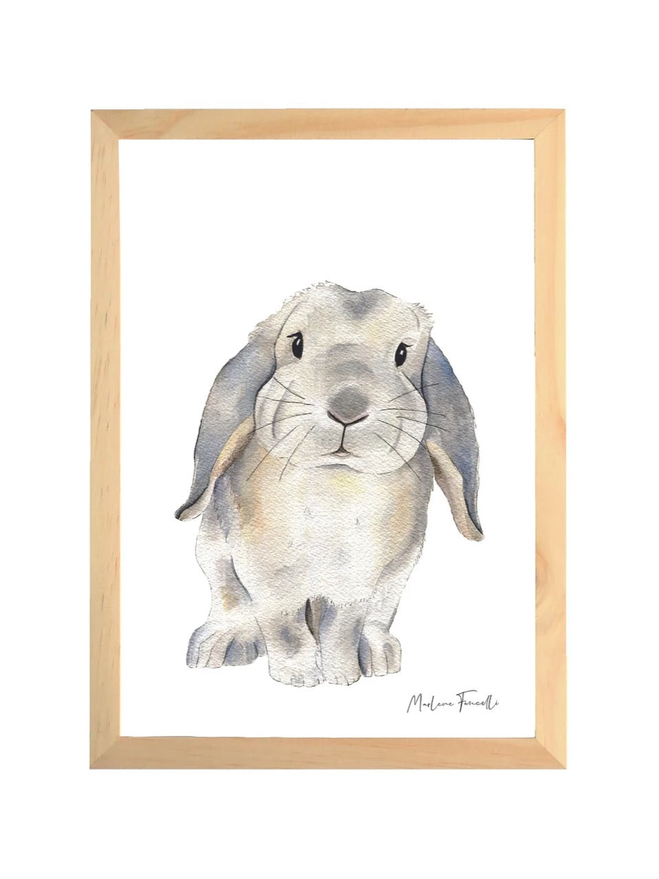 Aquarelle en cadre Zoupi Lapin Bélier - Marlene Fancelli Art