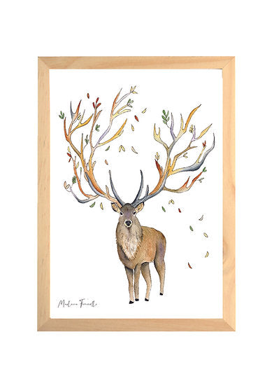 Aquarelle en cadre Miral cerf - Marlene Fancelli Art