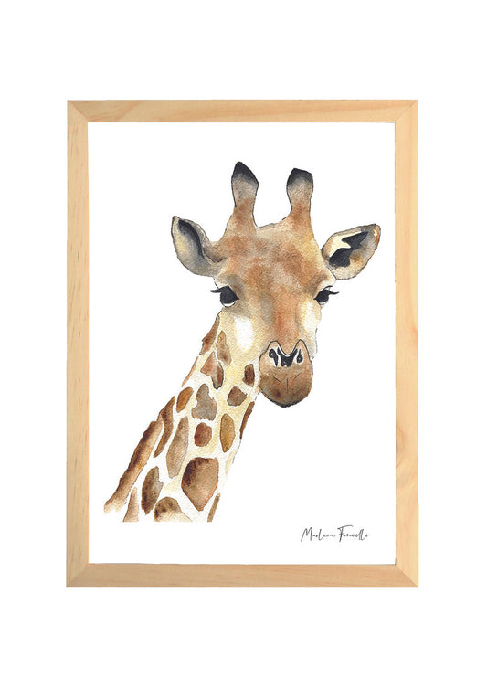 Aquarelle en cadre Seraphin  girafe - Marlene Fancelli Art