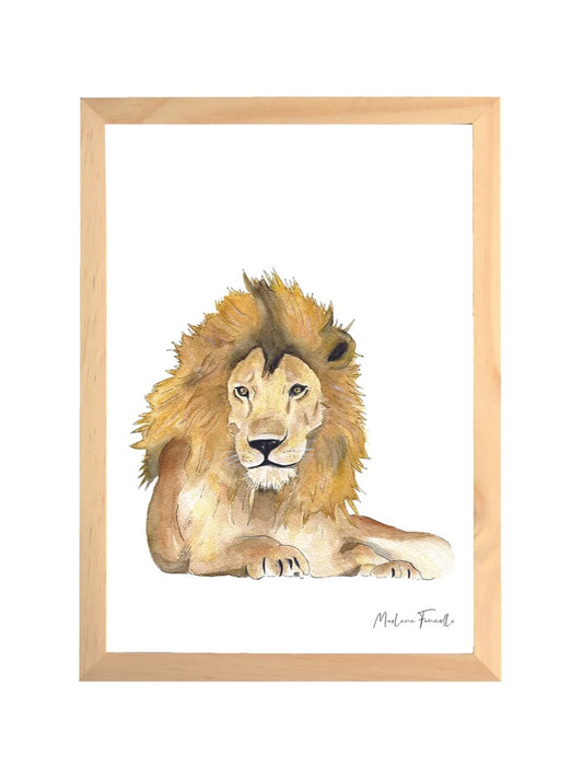 Aquarelle en cadre Leo le Lion - Marlene Fancelli Art