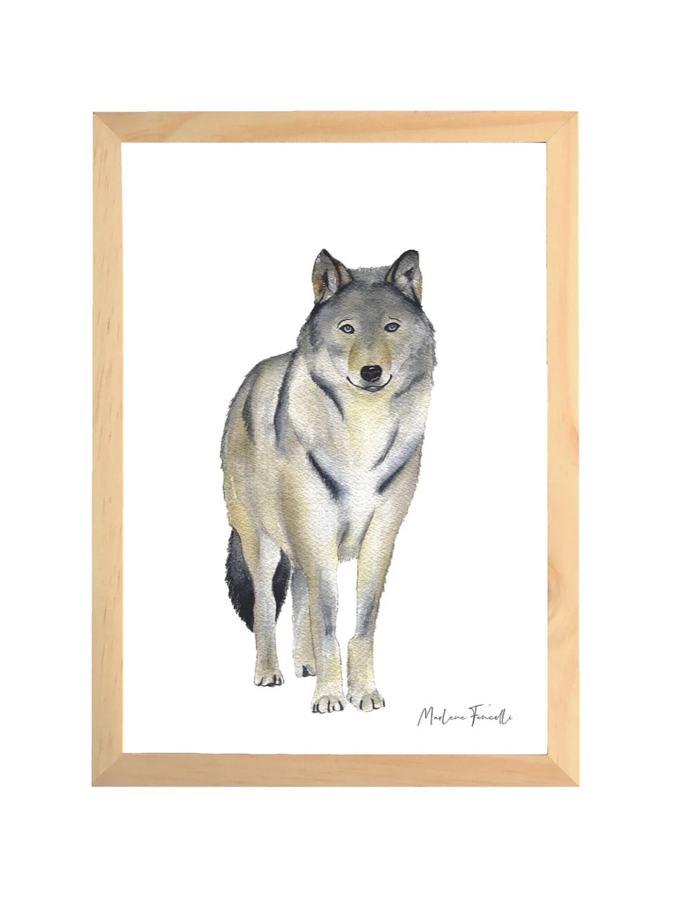 Aquarelle en cadre Milo Loup - Marlene Fancelli Art