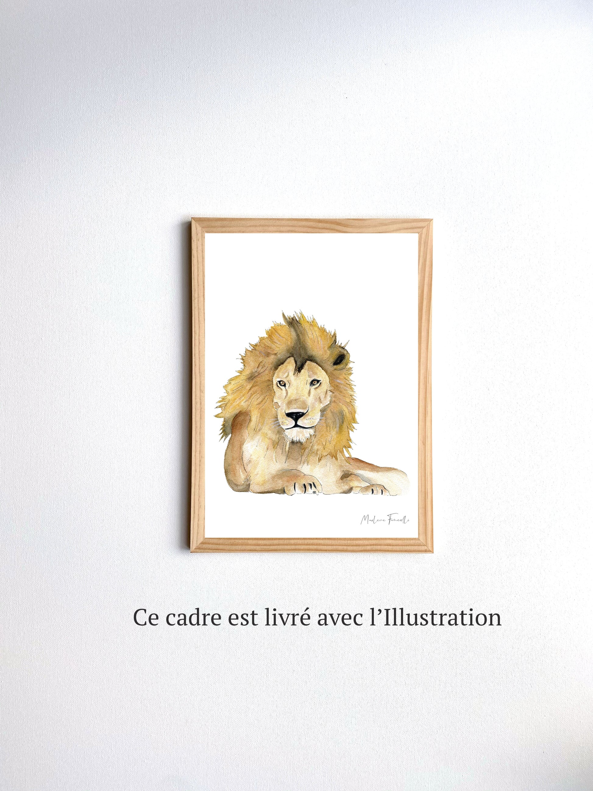 Aquarelle en cadre Leo le Lion - Merlene Fancelli Art leo 1234512360