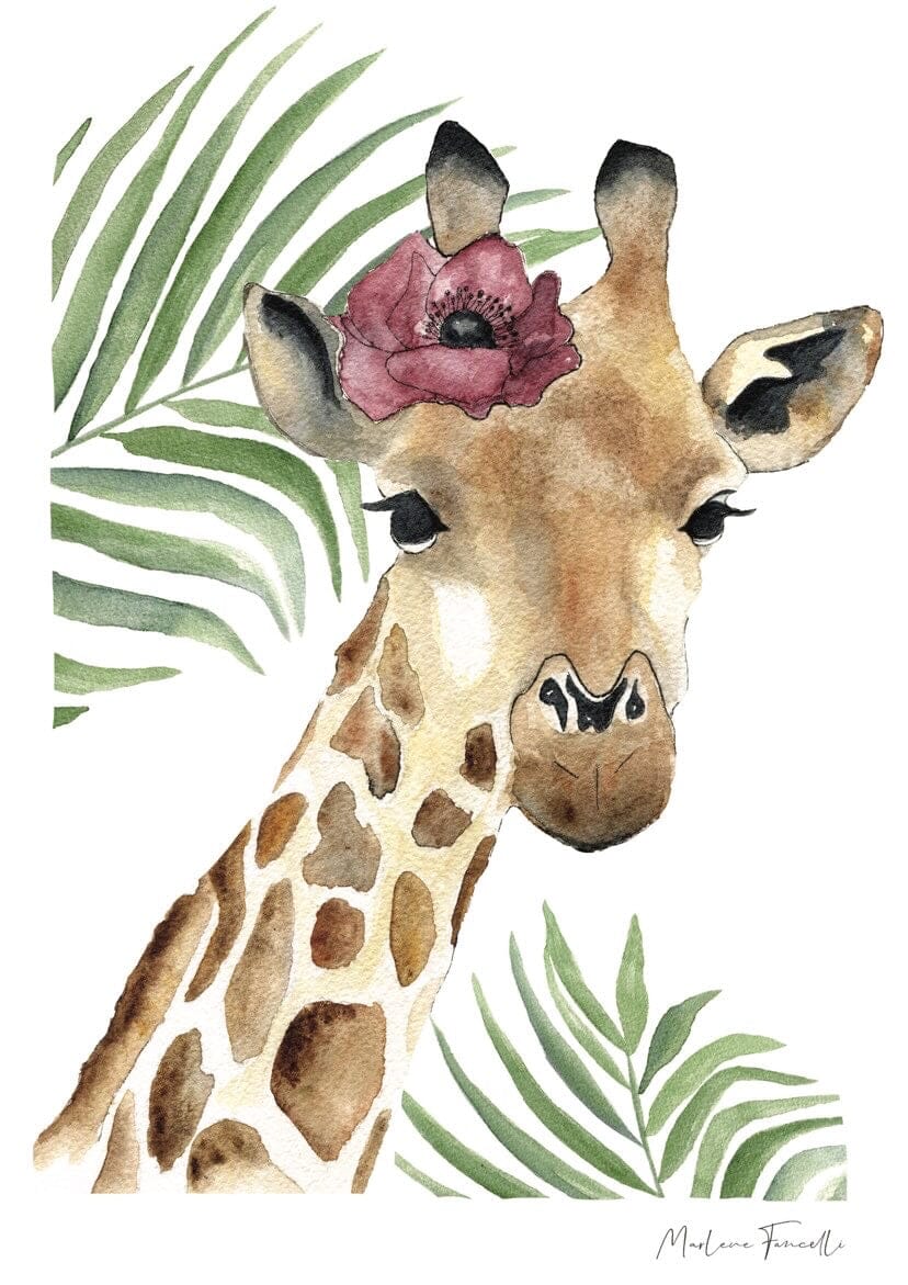 Aquarelle en cadre Seraphine fleur girafe feuilles - Merlene Fancelli Art Seraphine fleur girafe feuilles 1234412352