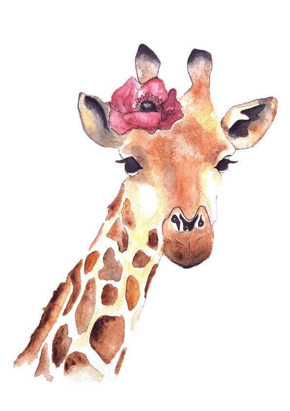 Aquarelle en cadre Seraphine girafe fleur a4 - Merlene Fancelli Art seraphine 1234512345